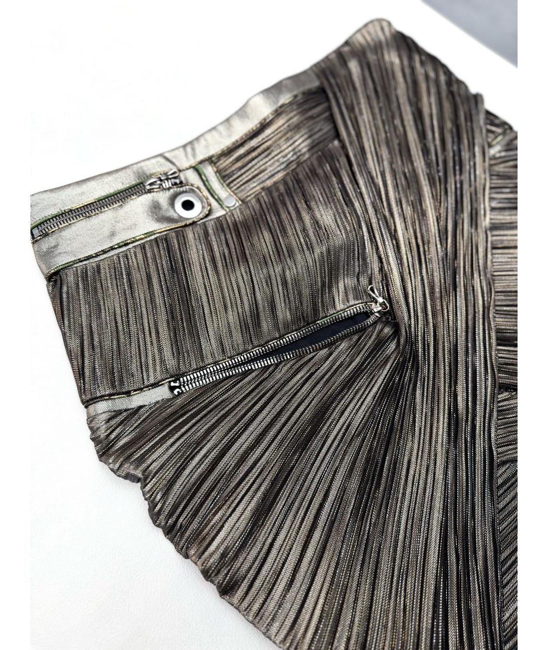 ANTHONY VACCARELLO Золотая шелковая юбка мини, фото 4
