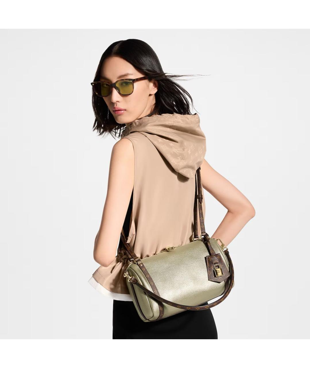 LOUIS VUITTON Зеленая кожаная сумка с короткими ручками, фото 6