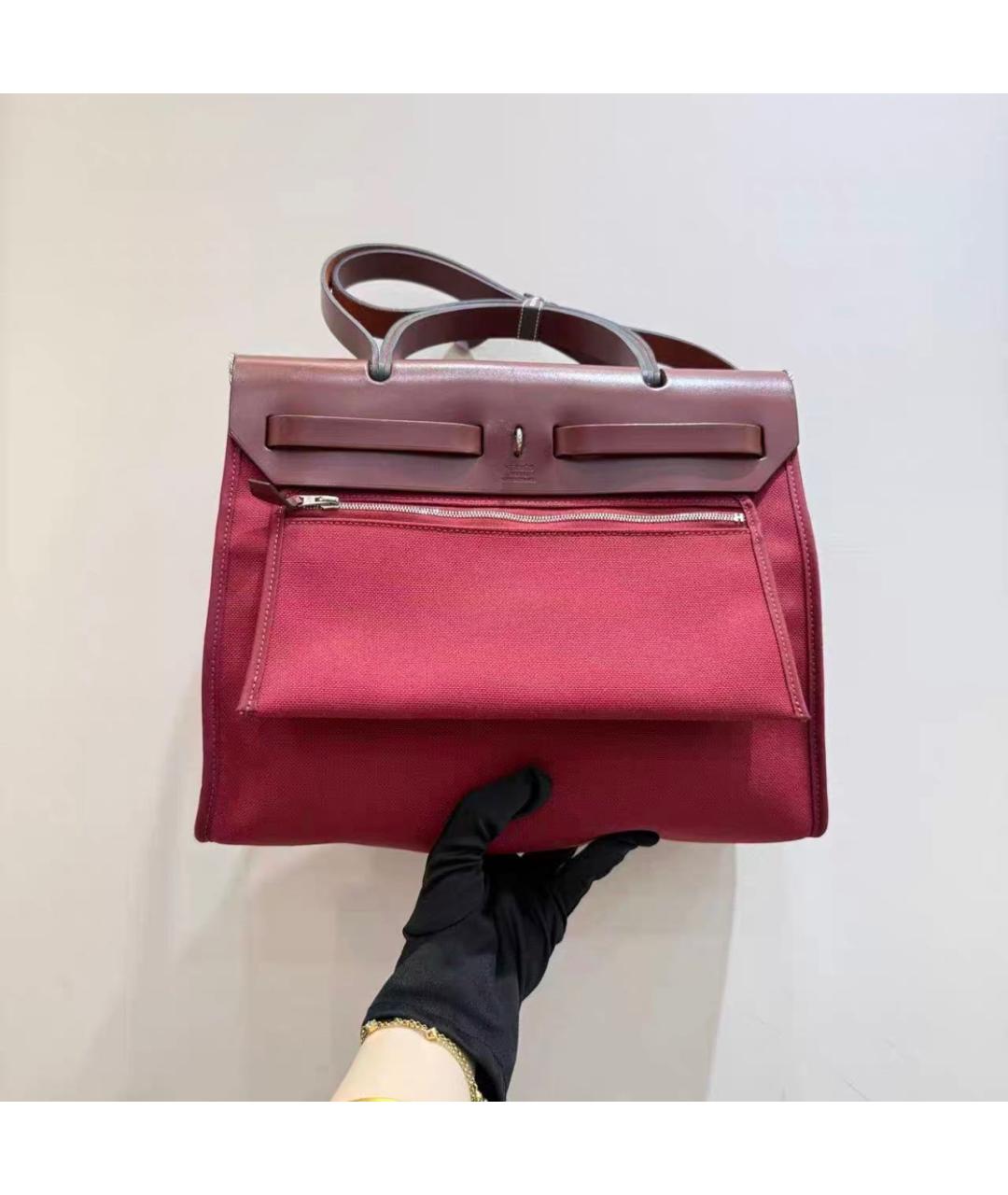 HERMES Бордовая кожаная сумка через плечо, фото 3
