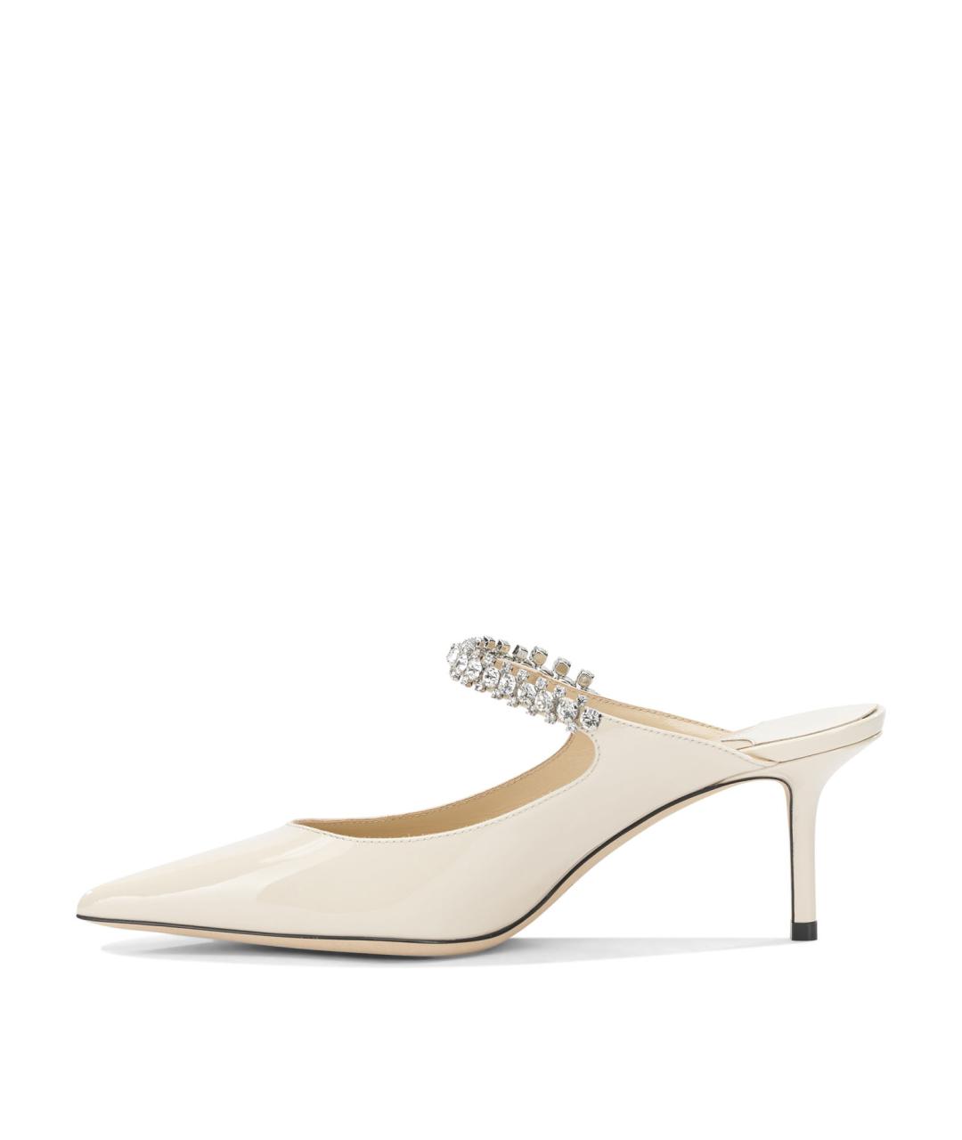 JIMMY CHOO Белые кожаные мюли, фото 3