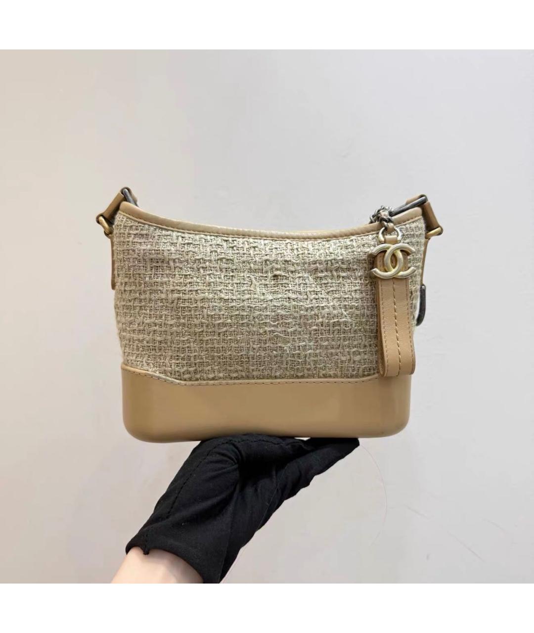 CHANEL Бежевая кожаная сумка через плечо, фото 4
