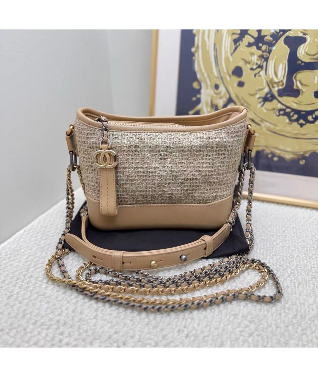 CHANEL Бежевая кожаная сумка через плечо, фото 8
