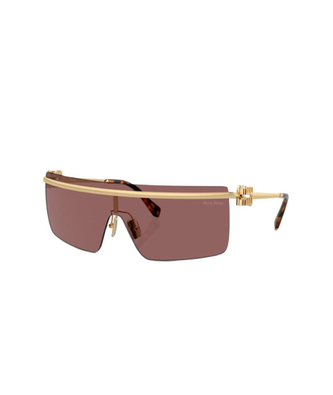 MIU MIU Золотые металлические солнцезащитные очки, фото 1