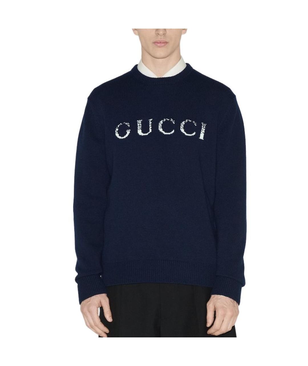 GUCCI Темно-синий джемпер / свитер, фото 3