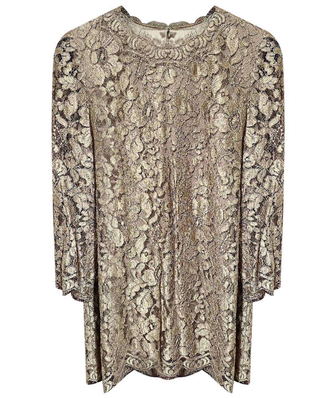 DOLCE&GABBANA Золотое кружевное коктейльное платье, фото 1