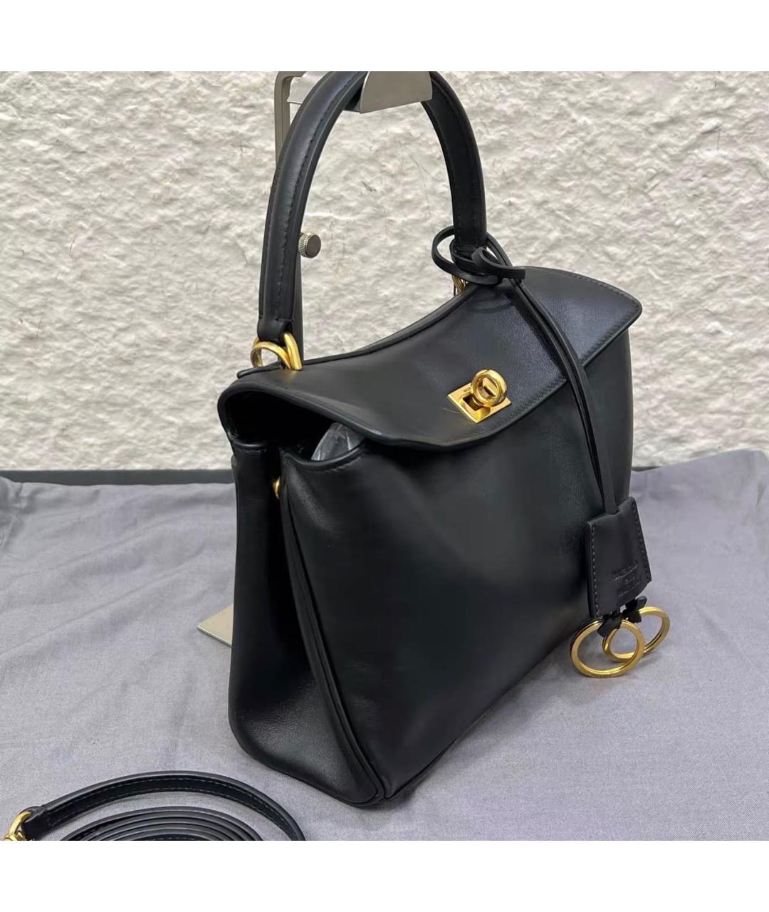 BALENCIAGA Черная кожаная сумка тоут, фото 3