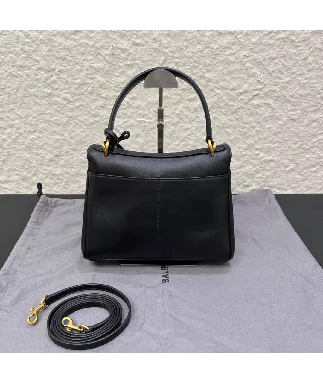 BALENCIAGA Черная кожаная сумка тоут, фото 2