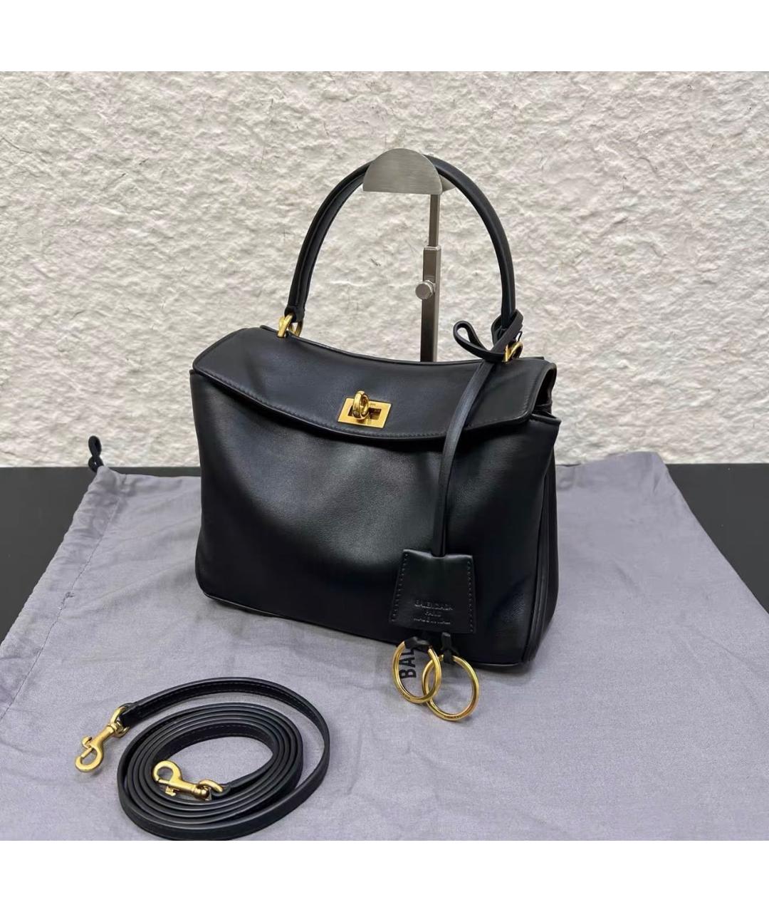 BALENCIAGA Черная кожаная сумка тоут, фото 7