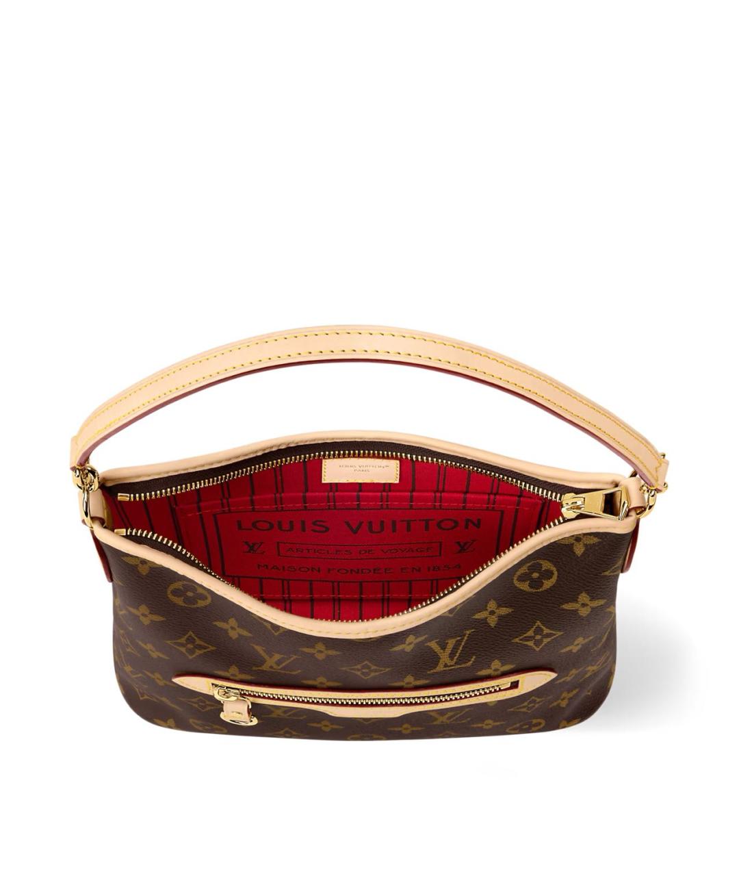 LOUIS VUITTON Коричневая кожаная сумка с короткими ручками, фото 3
