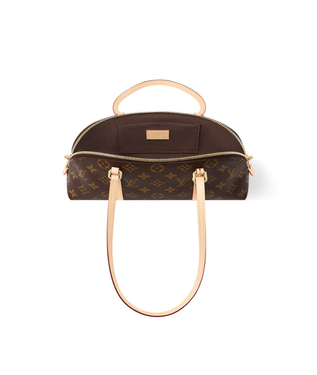 LOUIS VUITTON Коричневая кожаная сумка с короткими ручками, фото 3