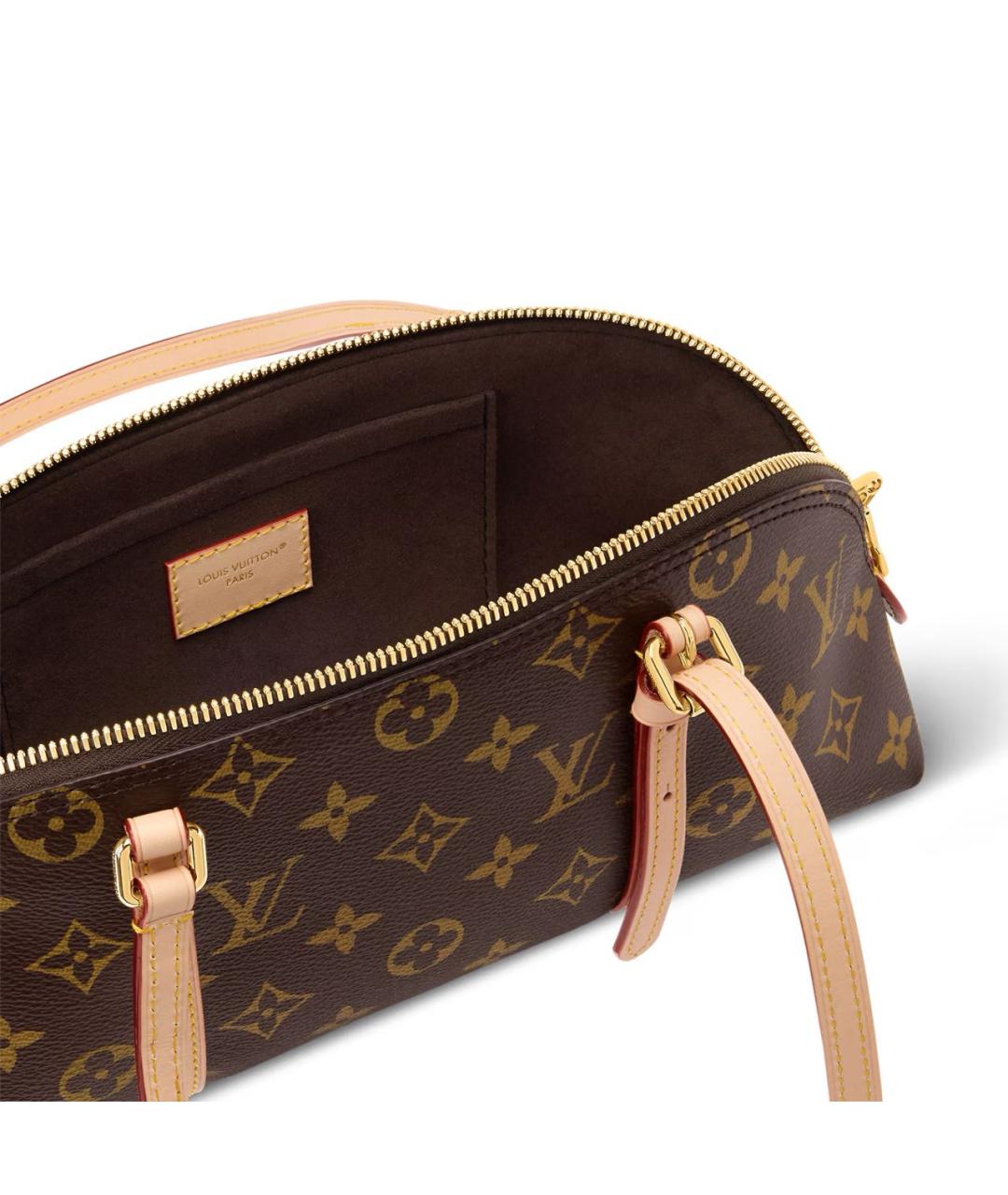 LOUIS VUITTON Коричневая кожаная сумка с короткими ручками, фото 4
