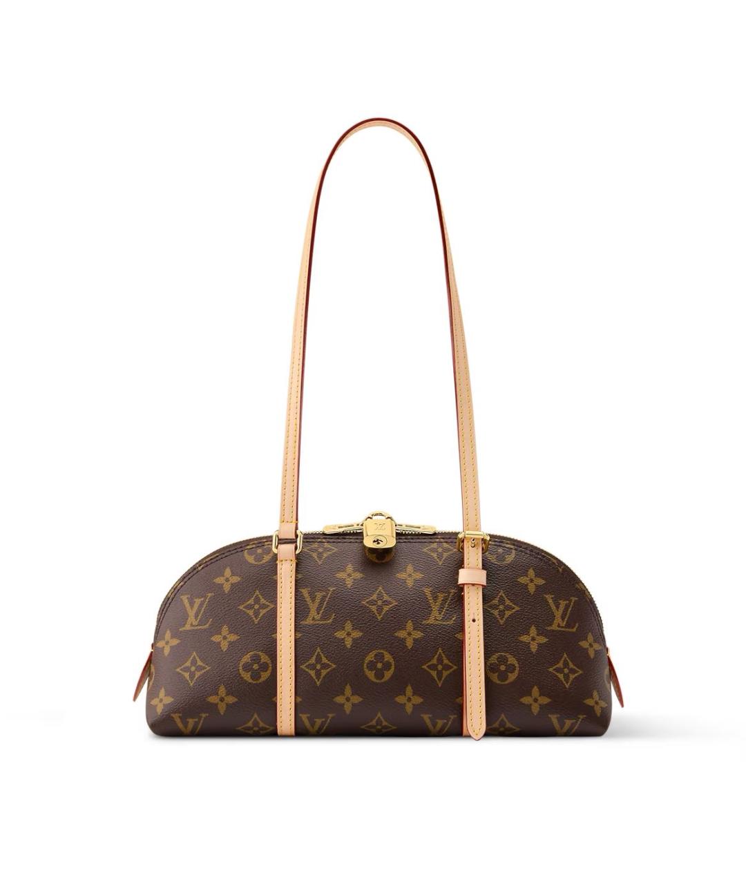 LOUIS VUITTON Коричневая кожаная сумка с короткими ручками, фото 7