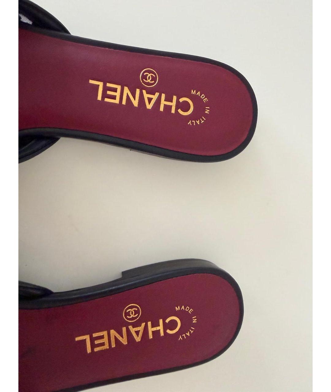 CHANEL Черные шлепанцы, фото 4