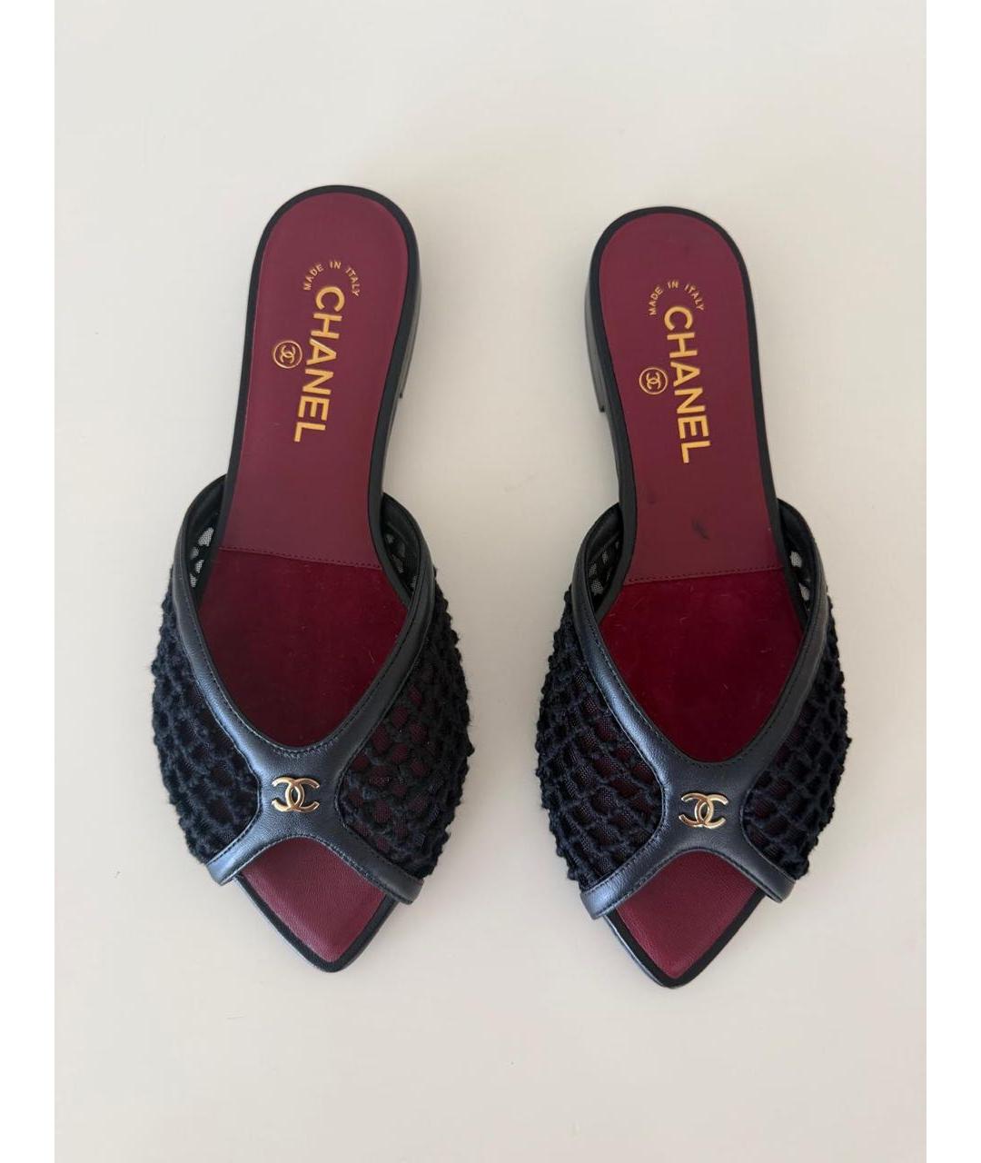 CHANEL Черные шлепанцы, фото 3