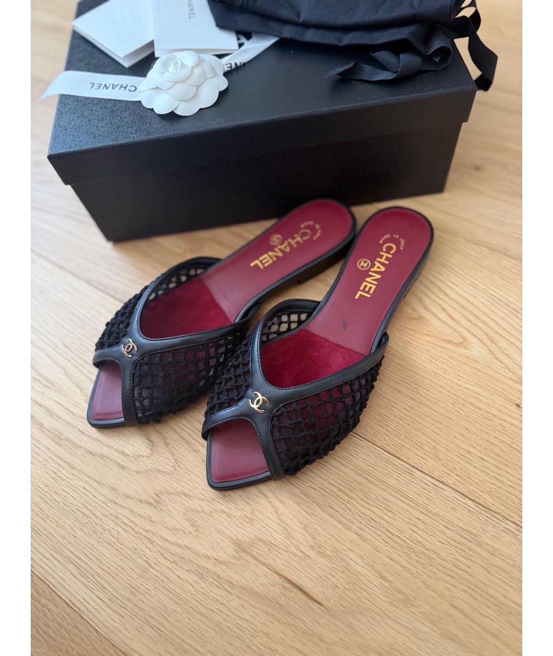 CHANEL Черные шлепанцы, фото 2