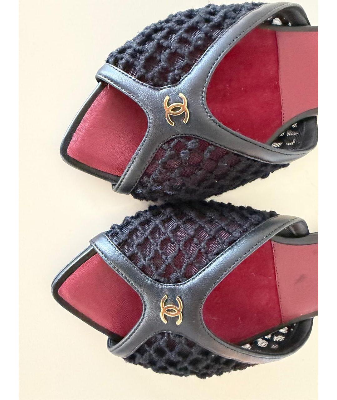 CHANEL Черные шлепанцы, фото 5