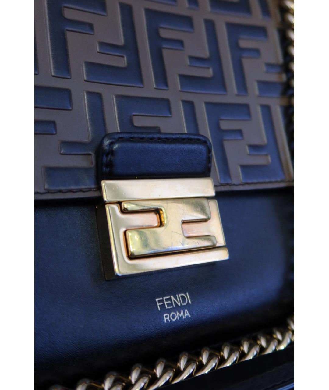 FENDI Коричневая кожаная сумка через плечо, фото 4