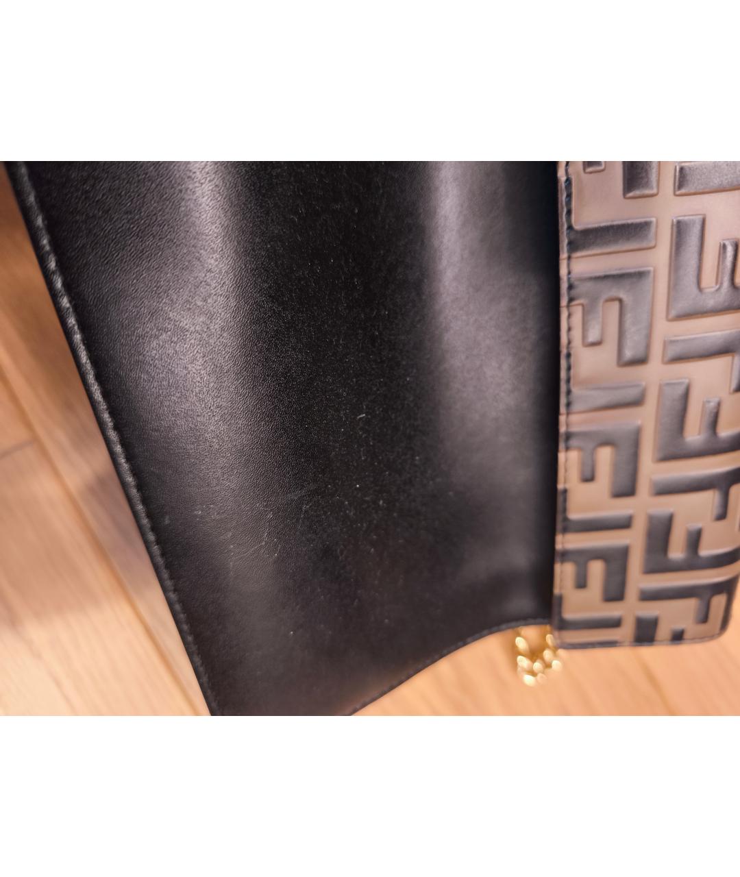 FENDI Коричневая кожаная сумка через плечо, фото 3