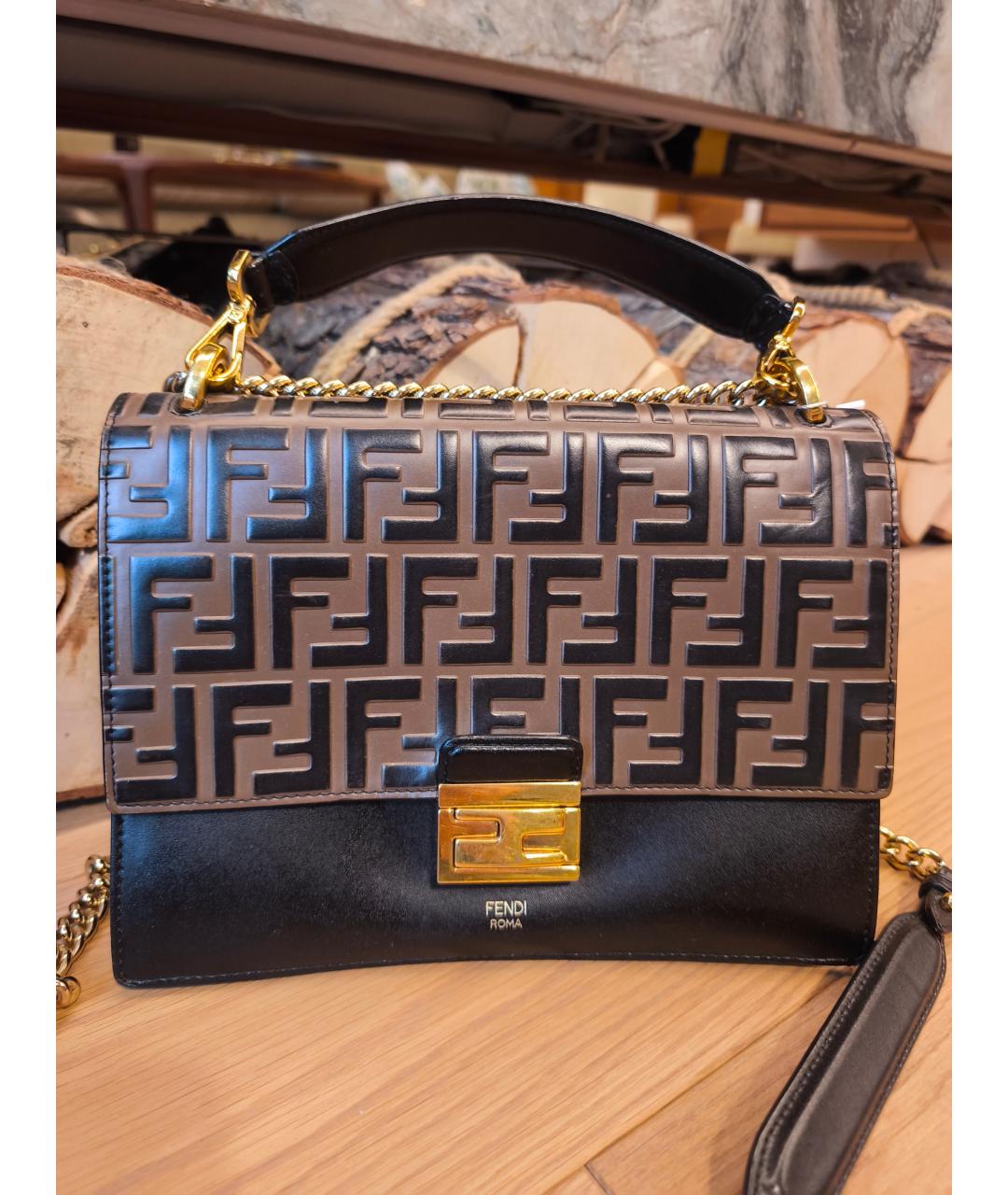 FENDI Коричневая кожаная сумка через плечо, фото 7