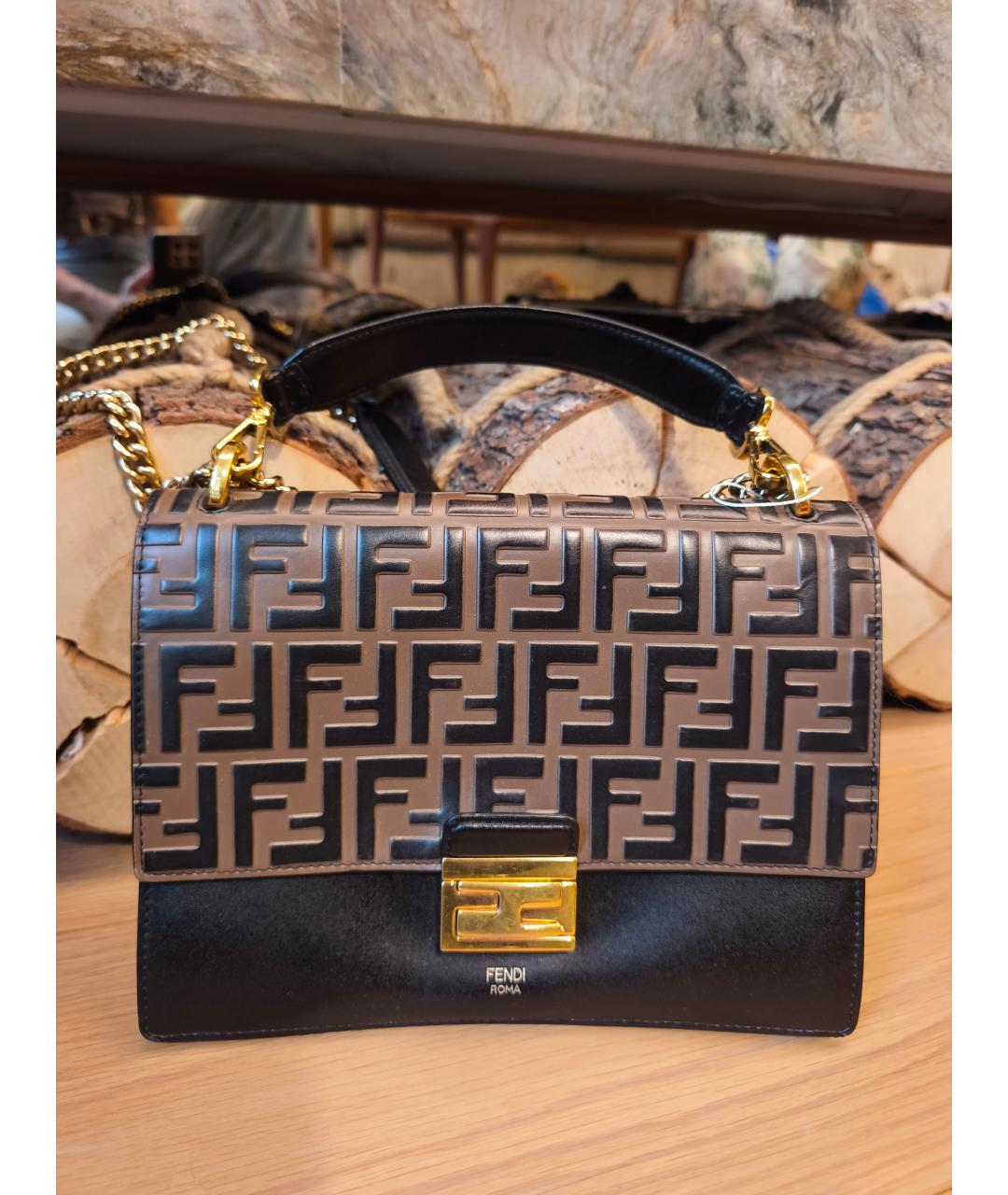 FENDI Коричневая кожаная сумка через плечо, фото 2