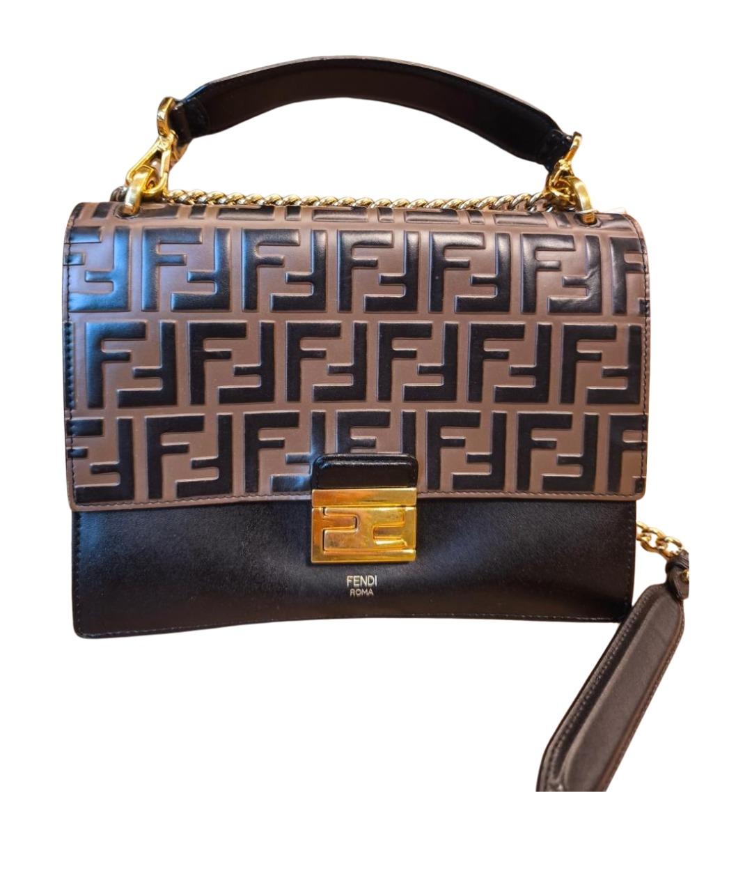 FENDI Коричневая кожаная сумка через плечо, фото 1