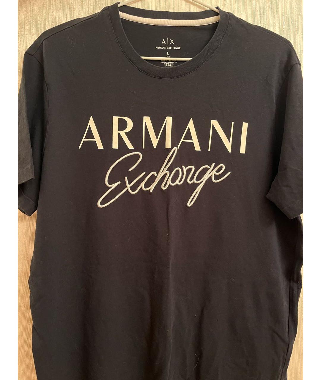 ARMANI EXCHANGE Темно-синяя хлопковая футболка, фото 3