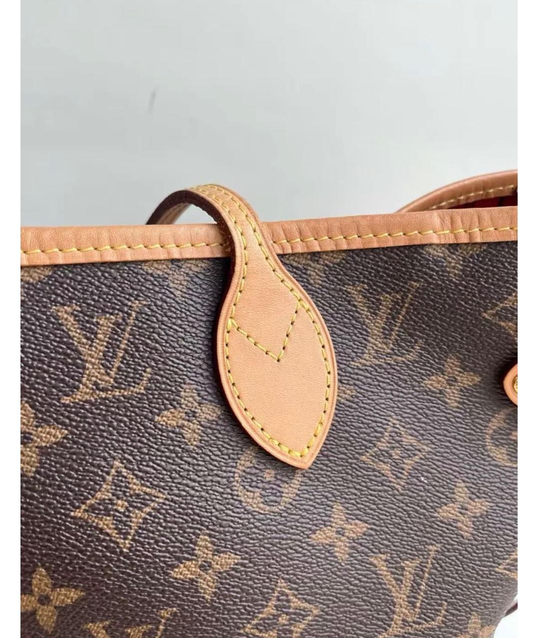 LOUIS VUITTON Коричневая кожаная сумка тоут, фото 7