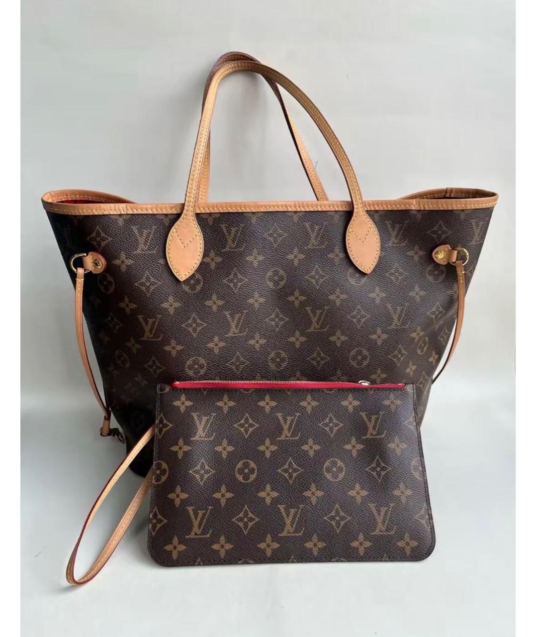 LOUIS VUITTON Коричневая кожаная сумка тоут, фото 9