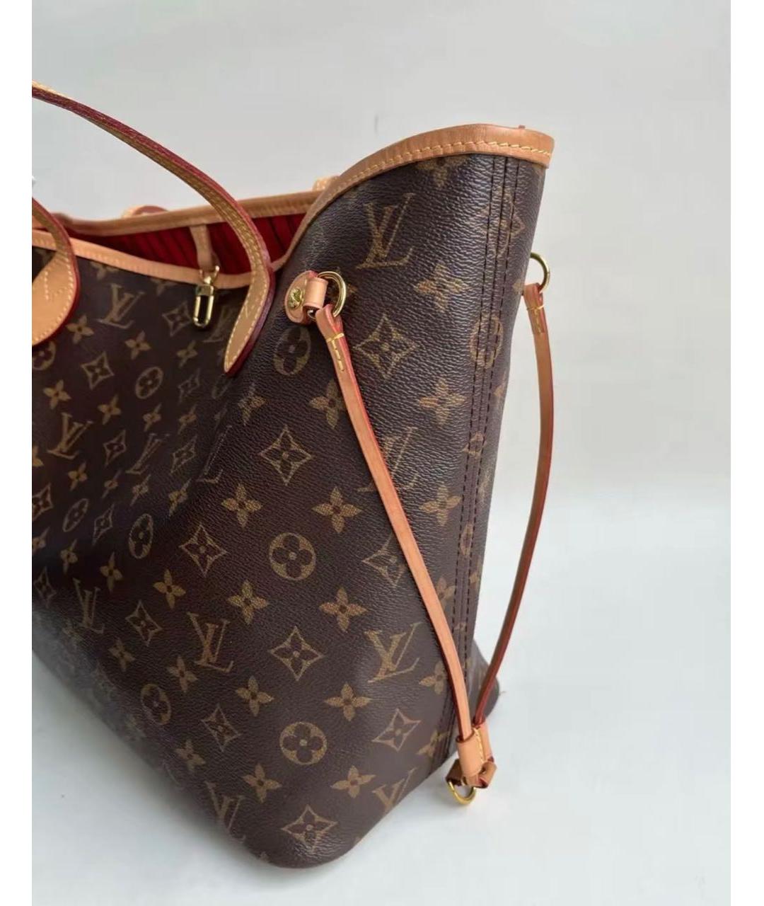 LOUIS VUITTON Коричневая кожаная сумка тоут, фото 4