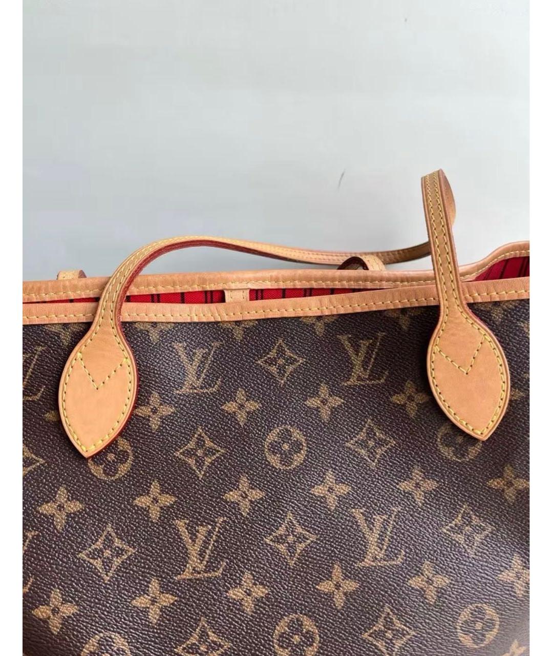 LOUIS VUITTON Коричневая кожаная сумка тоут, фото 8