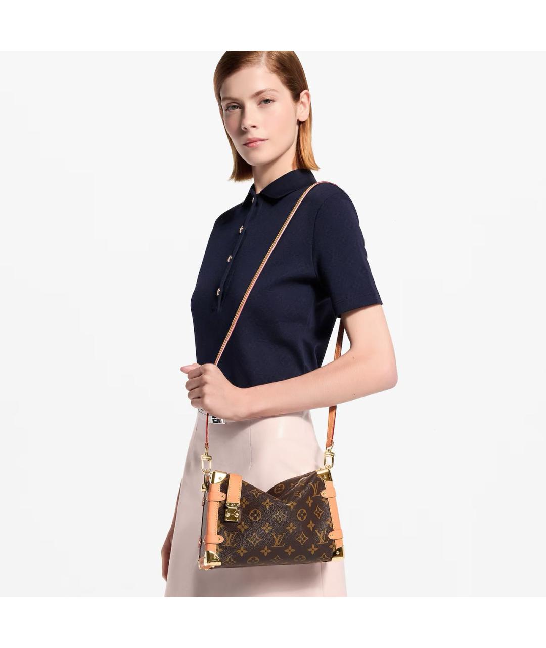 LOUIS VUITTON Коричневая кожаная сумка с короткими ручками, фото 5