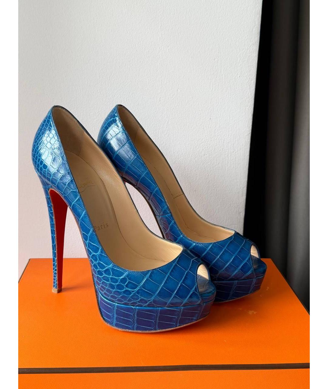 CHRISTIAN LOUBOUTIN Синие туфли из экзотической кожи, фото 4