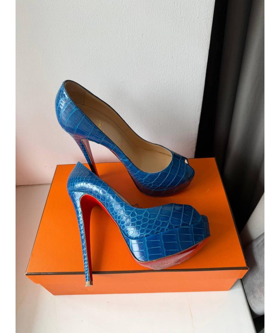 CHRISTIAN LOUBOUTIN Синие туфли из экзотической кожи, фото 5