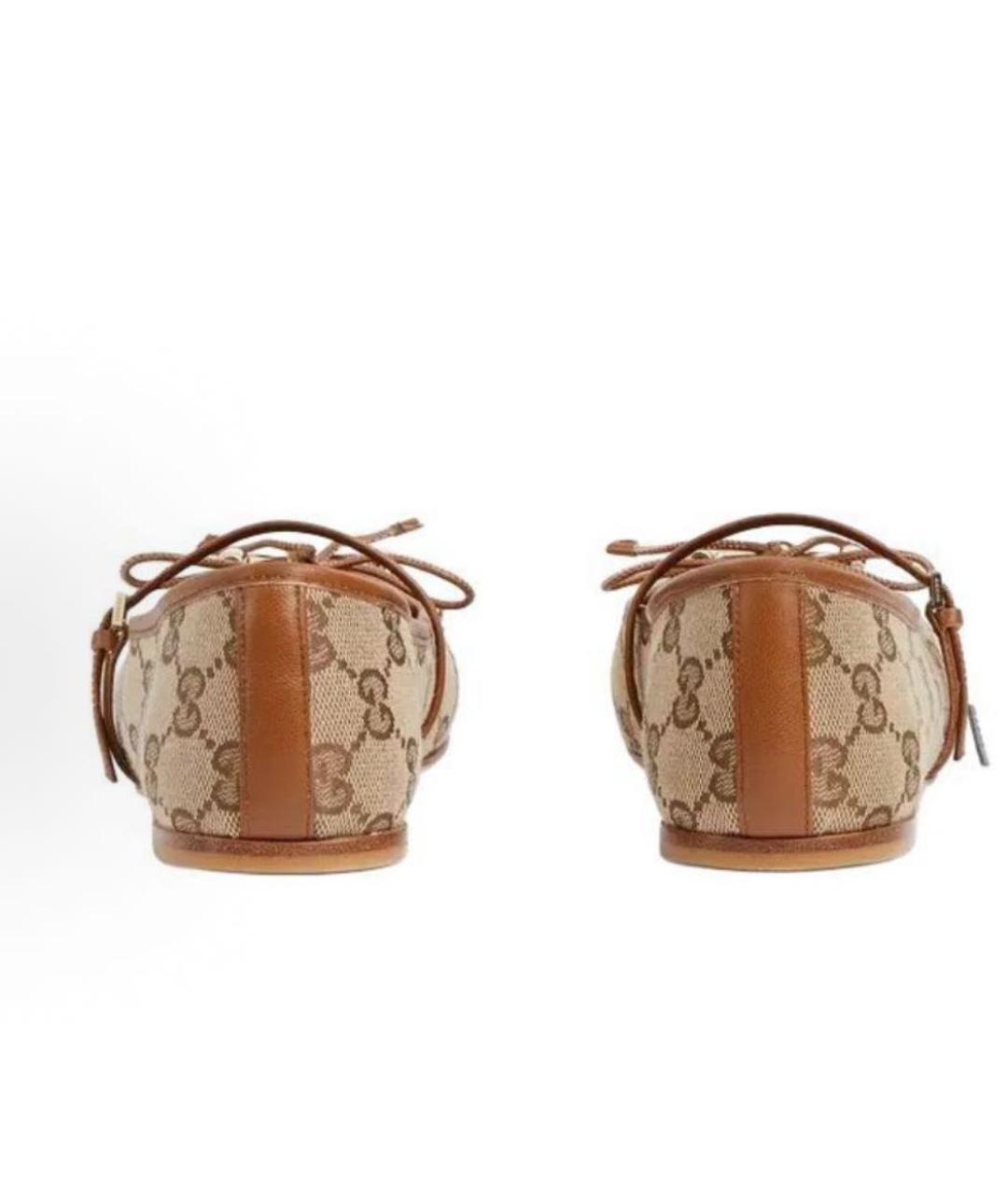 GUCCI Бежевые текстильные балетки, фото 4