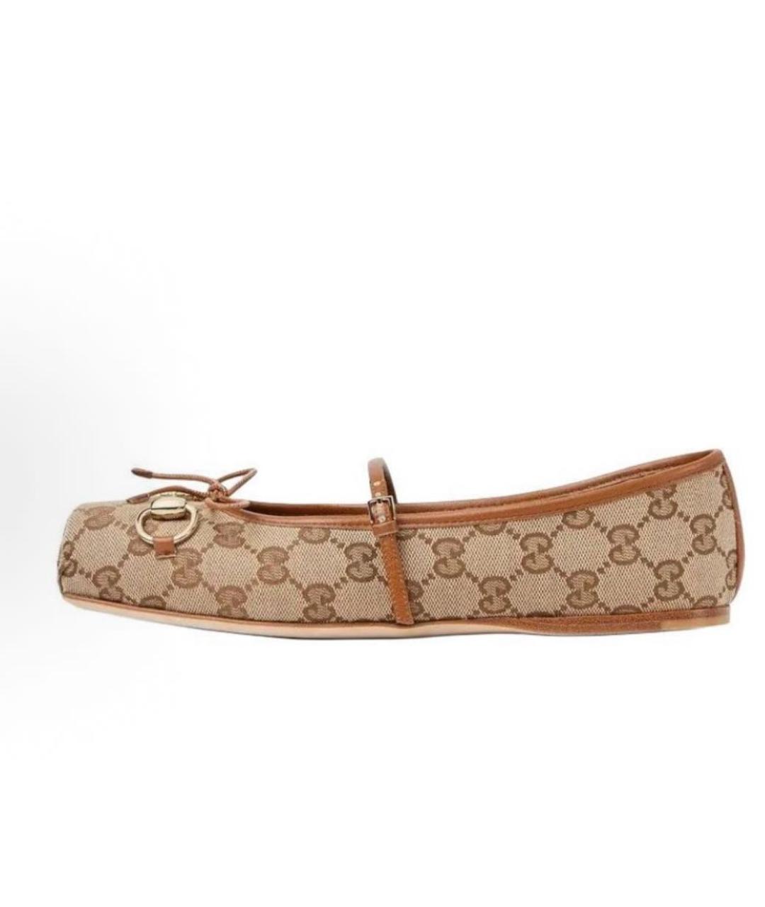 GUCCI Бежевые текстильные балетки, фото 9
