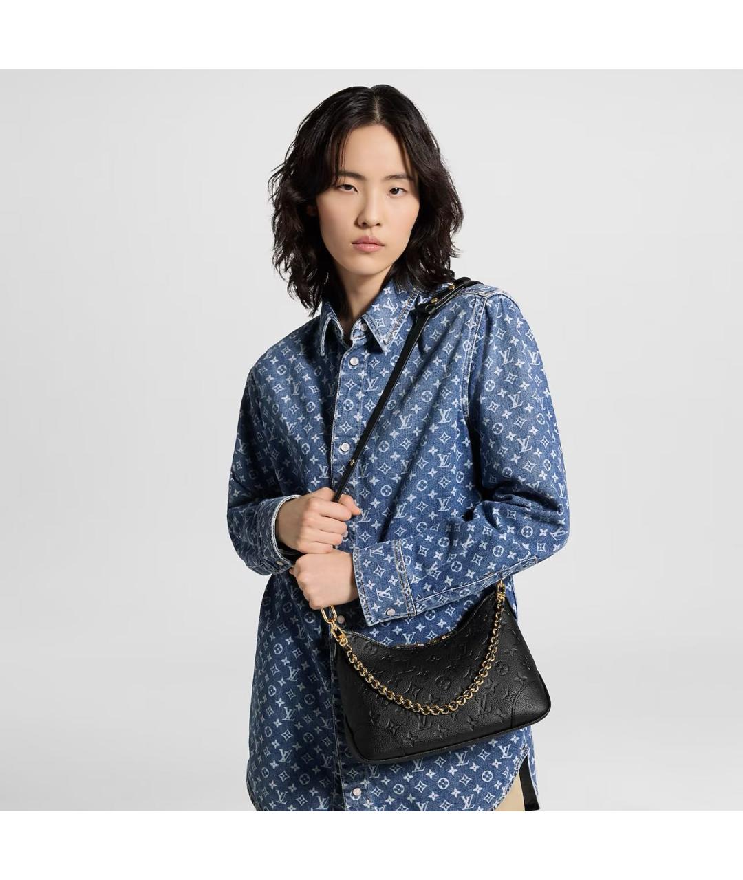 LOUIS VUITTON Черная кожаная сумка через плечо, фото 5