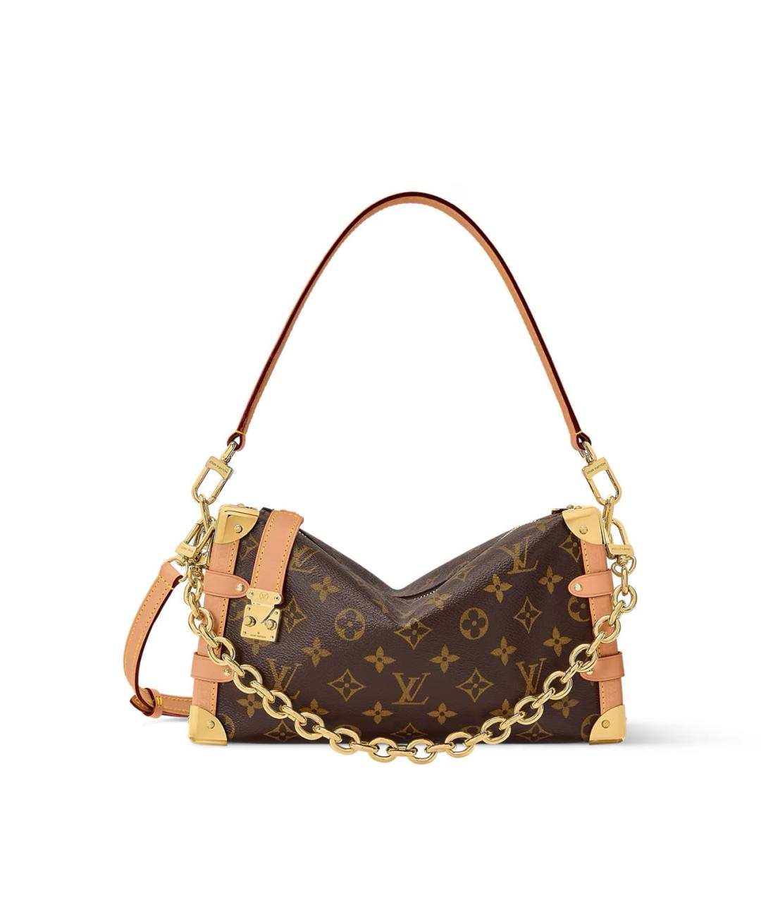 LOUIS VUITTON Коричневая кожаная сумка с короткими ручками, фото 5
