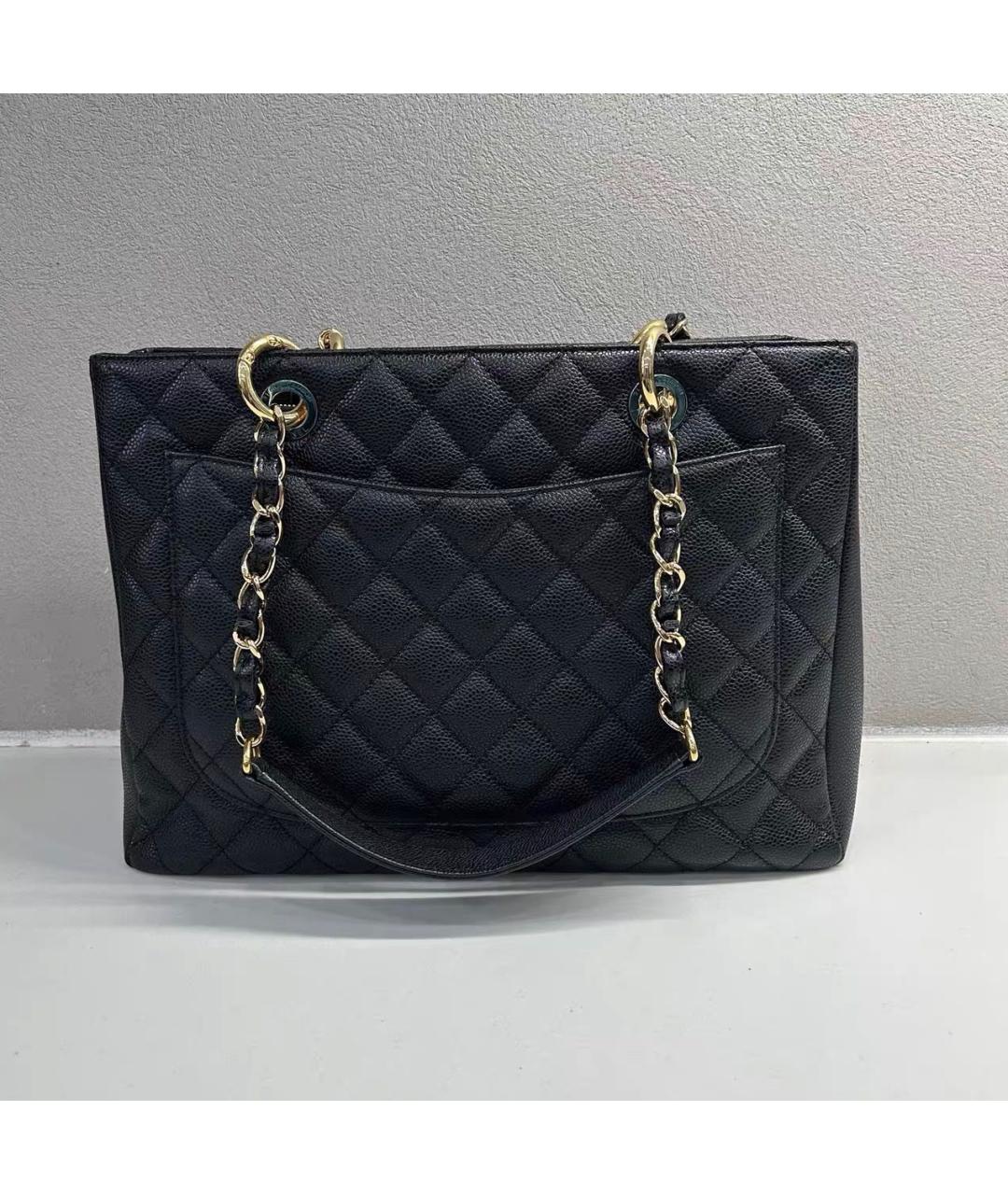 CHANEL Черная кожаная сумка тоут, фото 2
