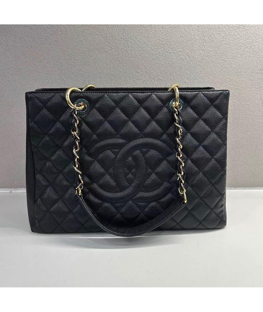 CHANEL Черная кожаная сумка тоут, фото 8