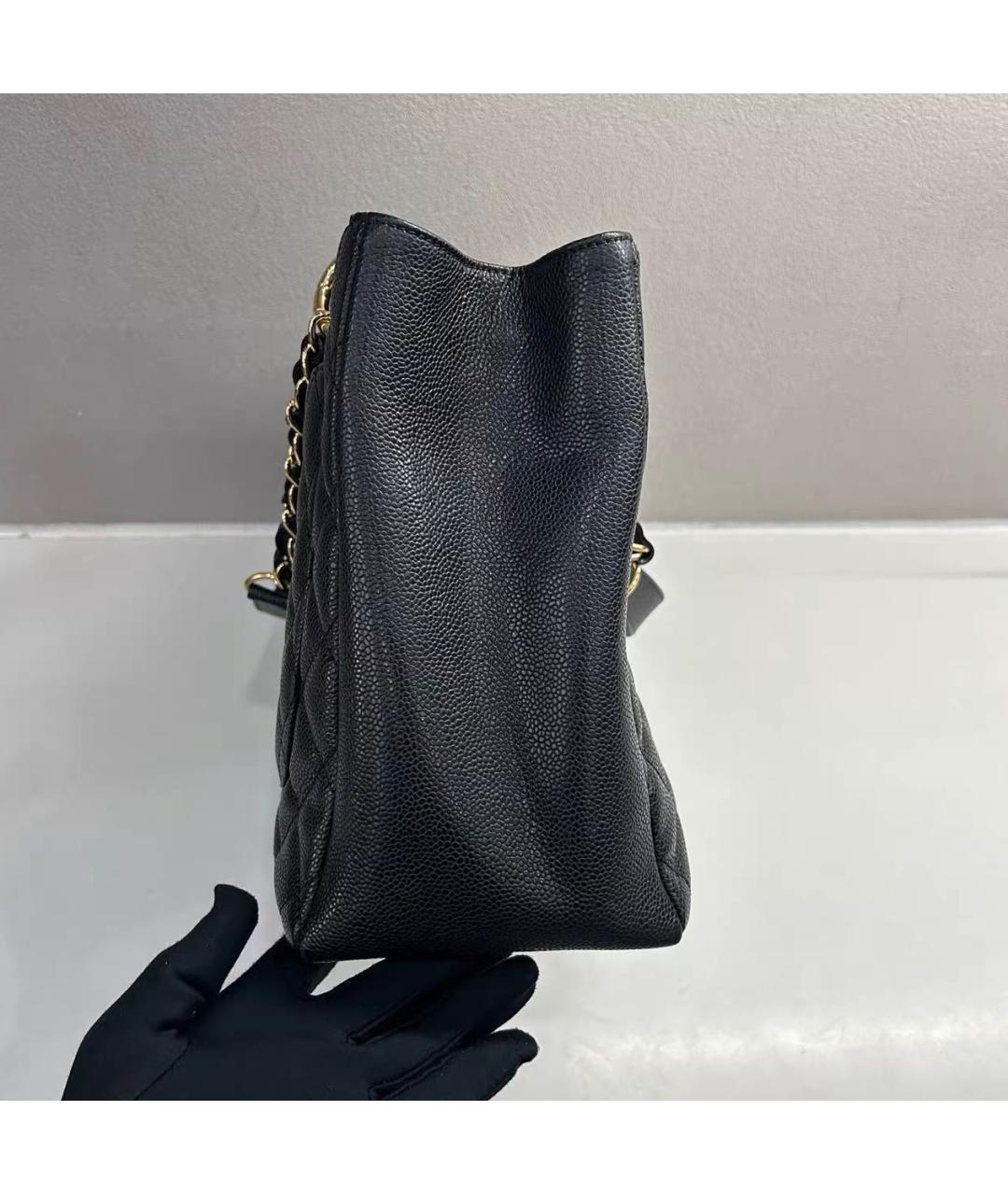 CHANEL Черная кожаная сумка тоут, фото 4