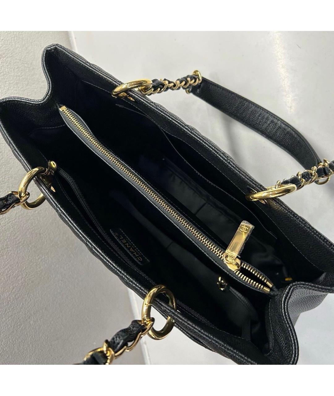 CHANEL Черная кожаная сумка тоут, фото 7
