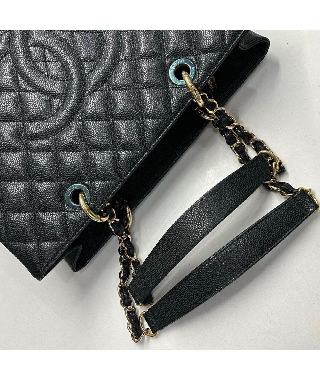CHANEL Черная кожаная сумка тоут, фото 6
