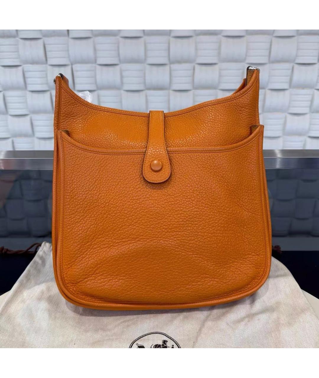 HERMES Оранжевая кожаная сумка через плечо, фото 4