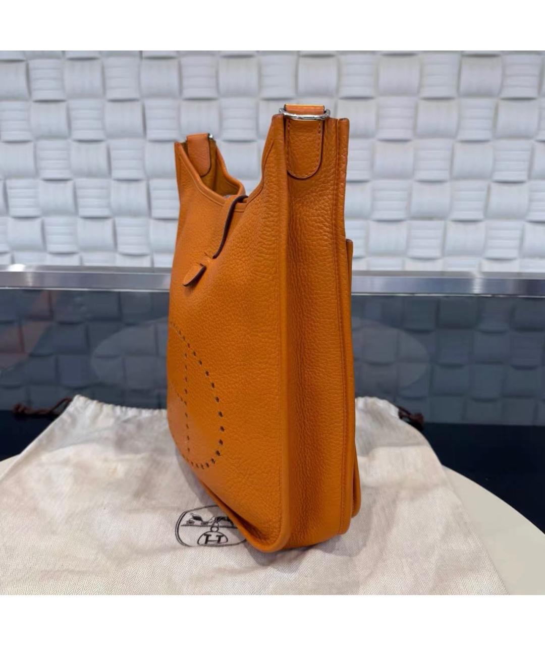 HERMES Оранжевая кожаная сумка через плечо, фото 3