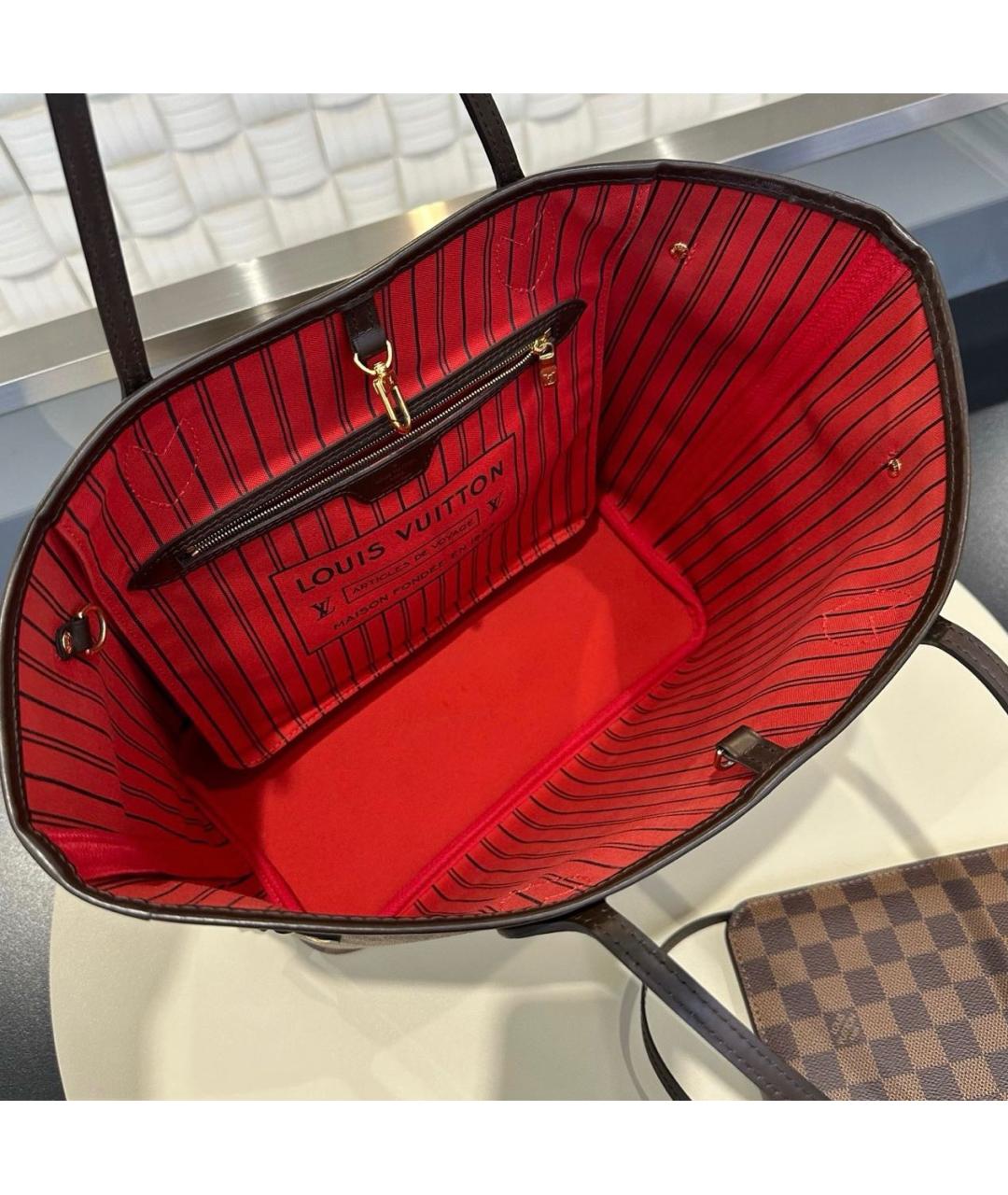 LOUIS VUITTON Коричневая кожаная сумка тоут, фото 6