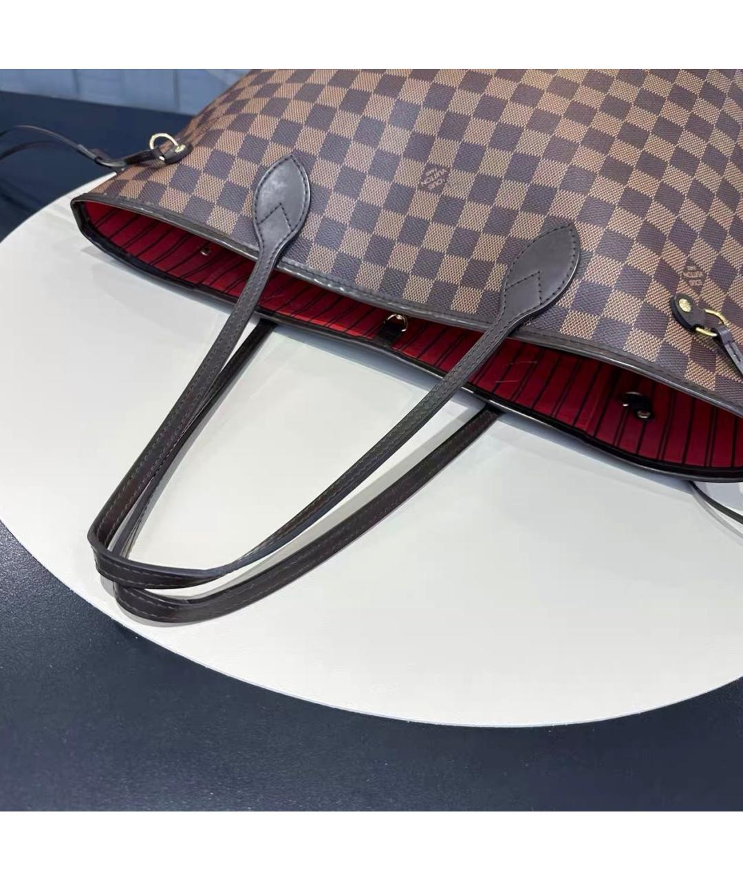 LOUIS VUITTON Коричневая кожаная сумка тоут, фото 7