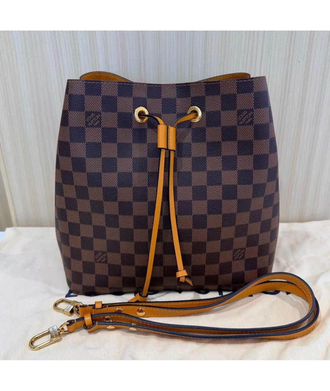 LOUIS VUITTON Коричневая кожаная сумка тоут, фото 7