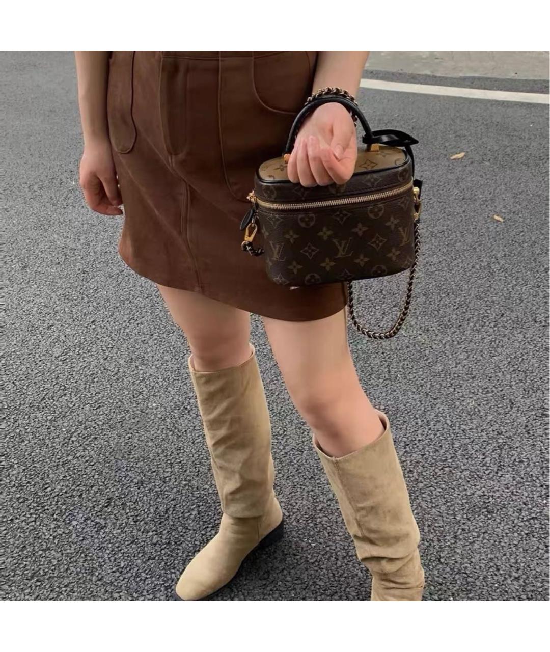 LOUIS VUITTON Коричневая кожаная сумка через плечо, фото 7