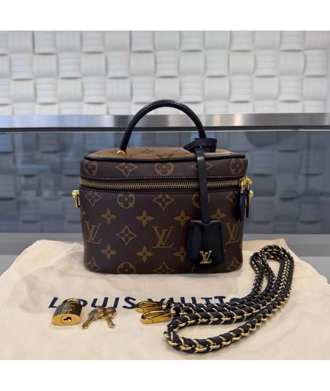LOUIS VUITTON Коричневая кожаная сумка через плечо, фото 8