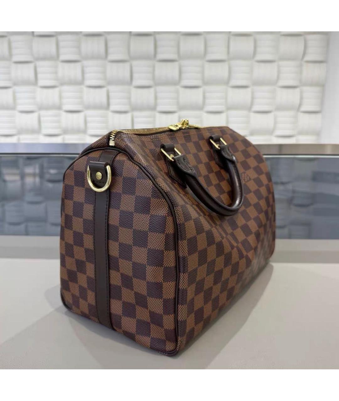 LOUIS VUITTON Коричневая кожаная сумка через плечо, фото 3